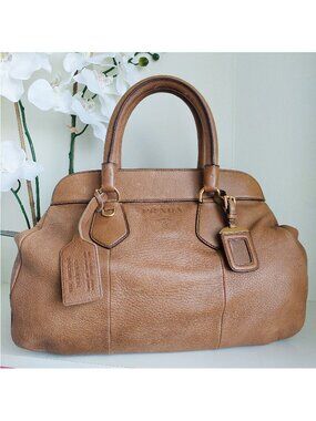 Prada Deerskin Leather Tan Satchel